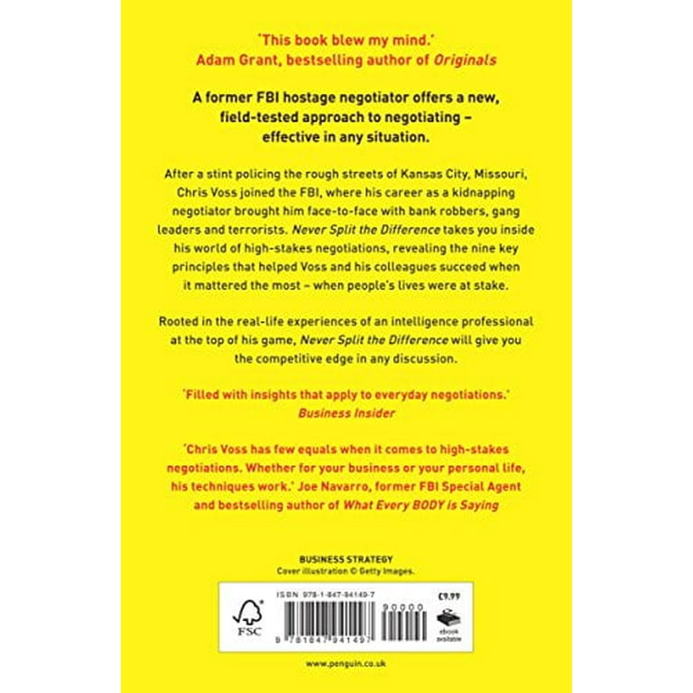 Unbranded Never Split The Difference Paperback by Chris Voss