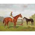 thumbnail image 2 of Emil Adam 24x20 Black Ornate Framed Double Matted Museum Art Print Titled: Traitor and Coma Lady from the Estate of Baron Hermann Von Konigswarter with Jockey Robert Adams, 2 of 5