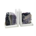 thumbnail image 2 of Benzara BM162603 Vivid Purple Marble Bookends with Agate - Set of 2, 2 of 2