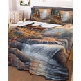 thumbnail image 3 of Quilts Twin Size, Orange Botanical Elk Soft Comforter Bedding Set for Bed, Farmhouse Deer River Lightweight Quilted Bedspread with Pillow Cover(2 Pieces) for All Season, 68x86 Inch, 3 of 6