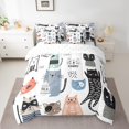 YST Boys Cat Twin Comforter 7 Pcs, Kids Cute Animal Fitted Sheet Cute