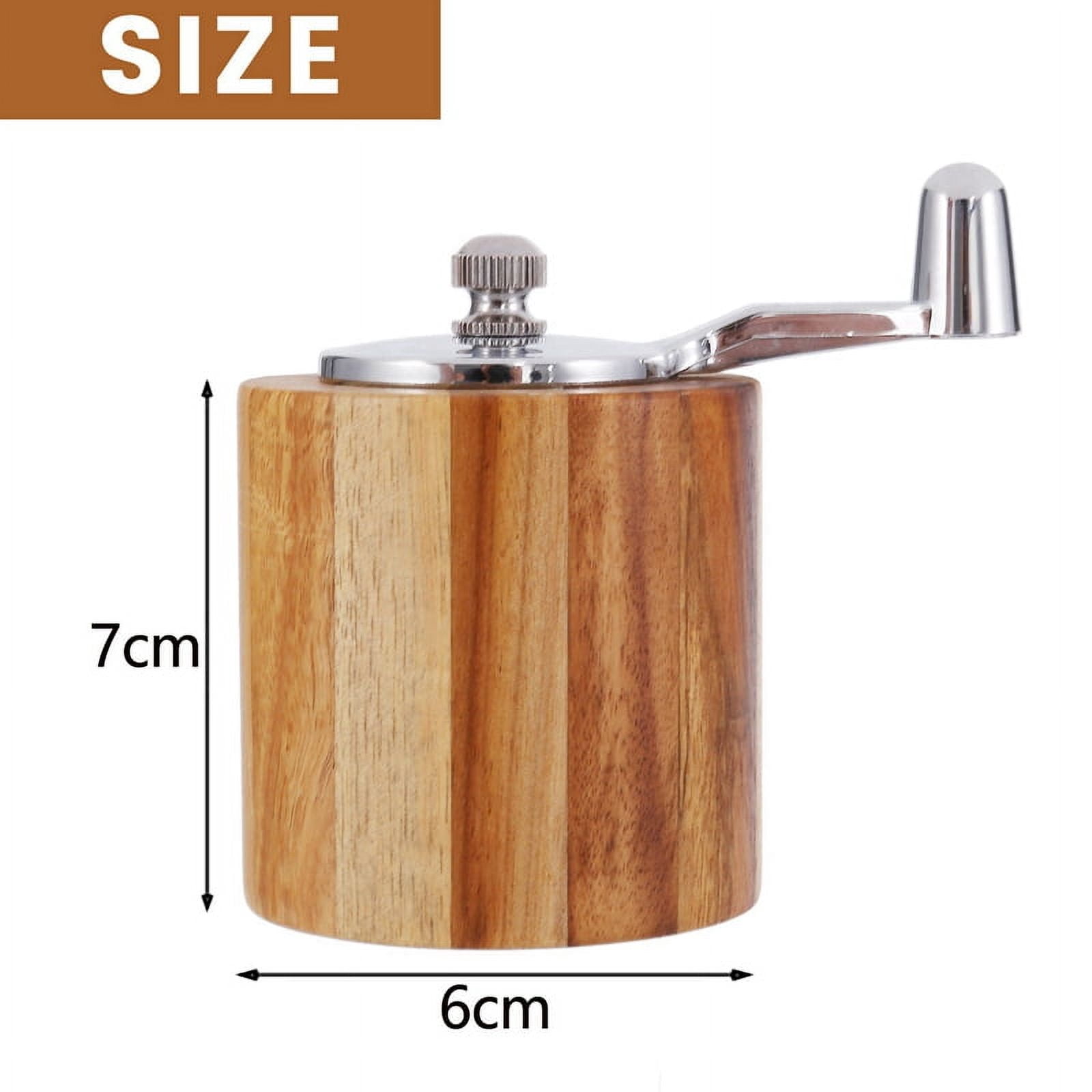 4X Pepper Mill, Hand Crank Wood Pepper Grinder with Classic Handle and Adjustable Ceramic Rotor
