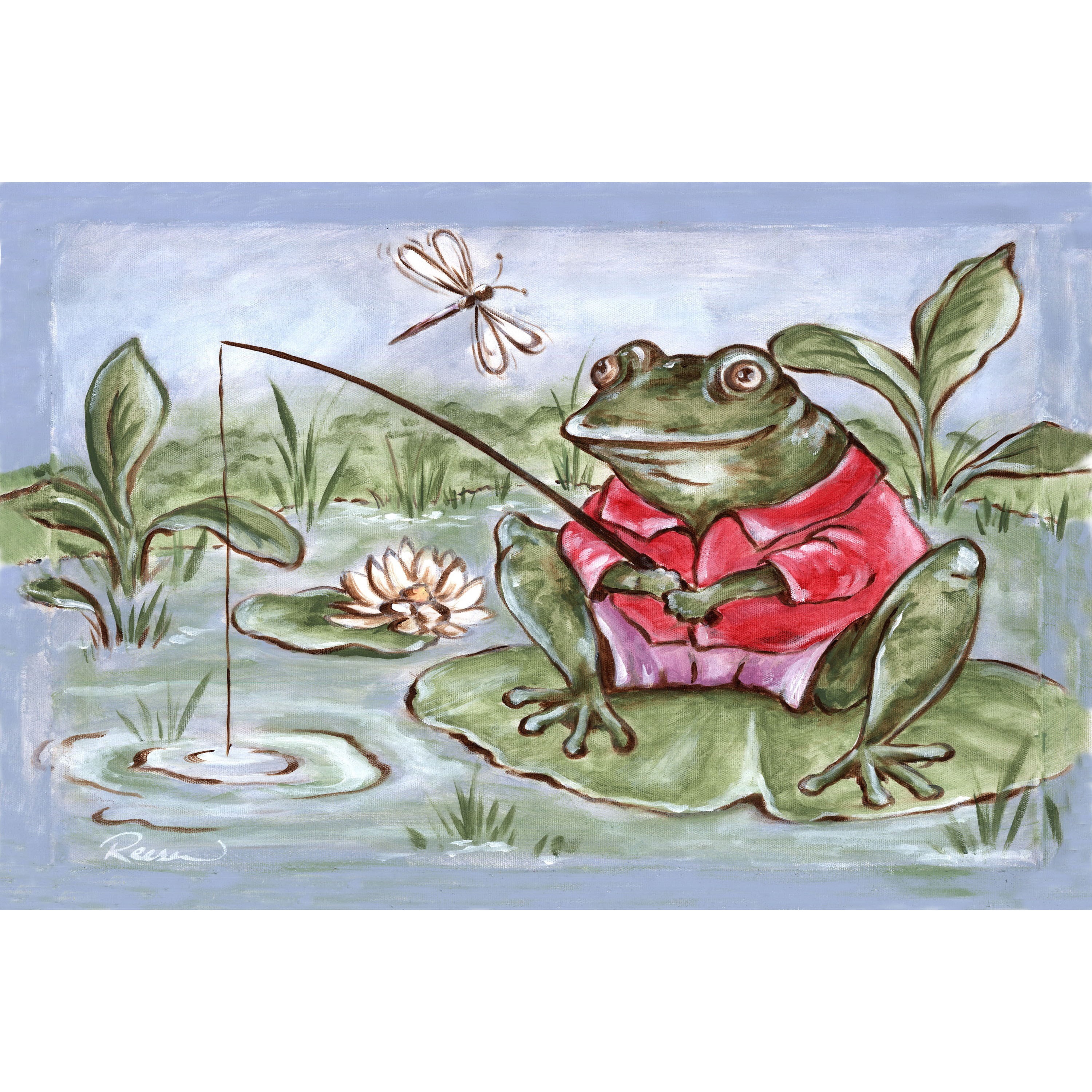 Marmont Hill "Freddie Gone Fishing" by Reesa Qualia Painting Print on Wrapped Canvas
