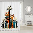 thumbnail image 2 of Manfei Whimsical Cat Shower Curtain 72Wx84L, Cartoon Kitten Bathroom Shower Curtain, Orange Teal, 2 of 5