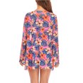 thumbnail image 3 of Traje de baño de Bikini con sujetador de Color puro, pantalones cortos de baño triangulares estampados, traje de baño transpirable de 3 piezas para mujer con cubierta suelta, sujetador rosa L, 3 of 8