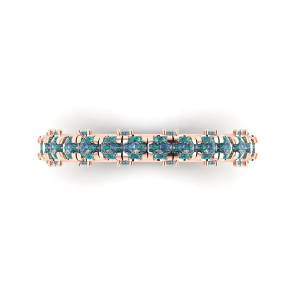 3.13 ctw Wedding Band for Women - 18K Rose Gold Blue Moissanite Stackable Eternity Ring