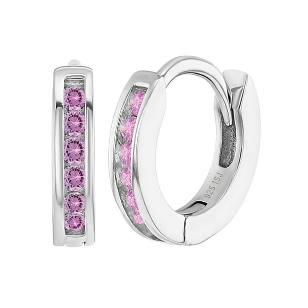 In Season Jewelry 925 Sterling Silver CZ Small Hoop Earrings for Girls Kids Toddlers Infants 0