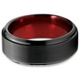 thumbnail image 2 of P. Manoukian Tungsten Wedding Band Ring 8mm for Men Women Red Black Beveled Edge Brushed Polished Lifetime Guarantee, 2 of 3