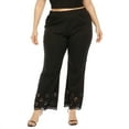 thumbnail image 3 of Women's Lace Floral Trim Pants Wide Leg Elastic Plus Size Casual Pants, 3 of 7