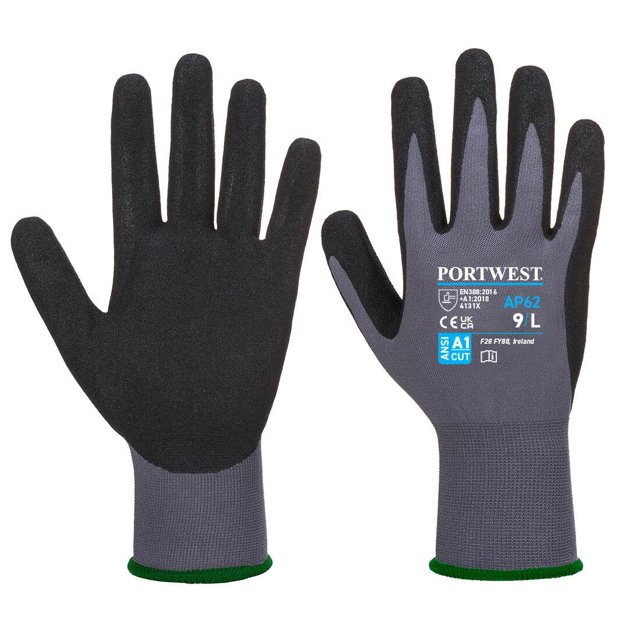 Portwest - Guantes de Agarre AP62 Dermiflex Aqua para Adultos Unisex (Gris, Negro)