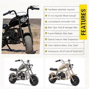 QEASET 49CC 2-Stroke Mini Bike,Gas Powered Dirt Bike,Off-Road Trail, with Big Headlight,Holiday Gifts