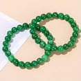 thumbnail image 2 of K-KED Natural Green Jade Crystal Bead Men Women Lucky Charm Energy Bracelet Bangle-8 mm, 2 of 6