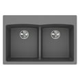 thumbnail image 3 of Elkay Quartz Classic 33" x 22" x 10", Equal Double Bowl Drop-in Sink with Aqua Divide, Greystone, 3 of 3
