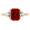 thumbnail image 3 of 2.82 ct Emerald Cut Natural Garnet 3 Stone 18K Yellow Gold Womens Engagement Ring, 3 of 5
