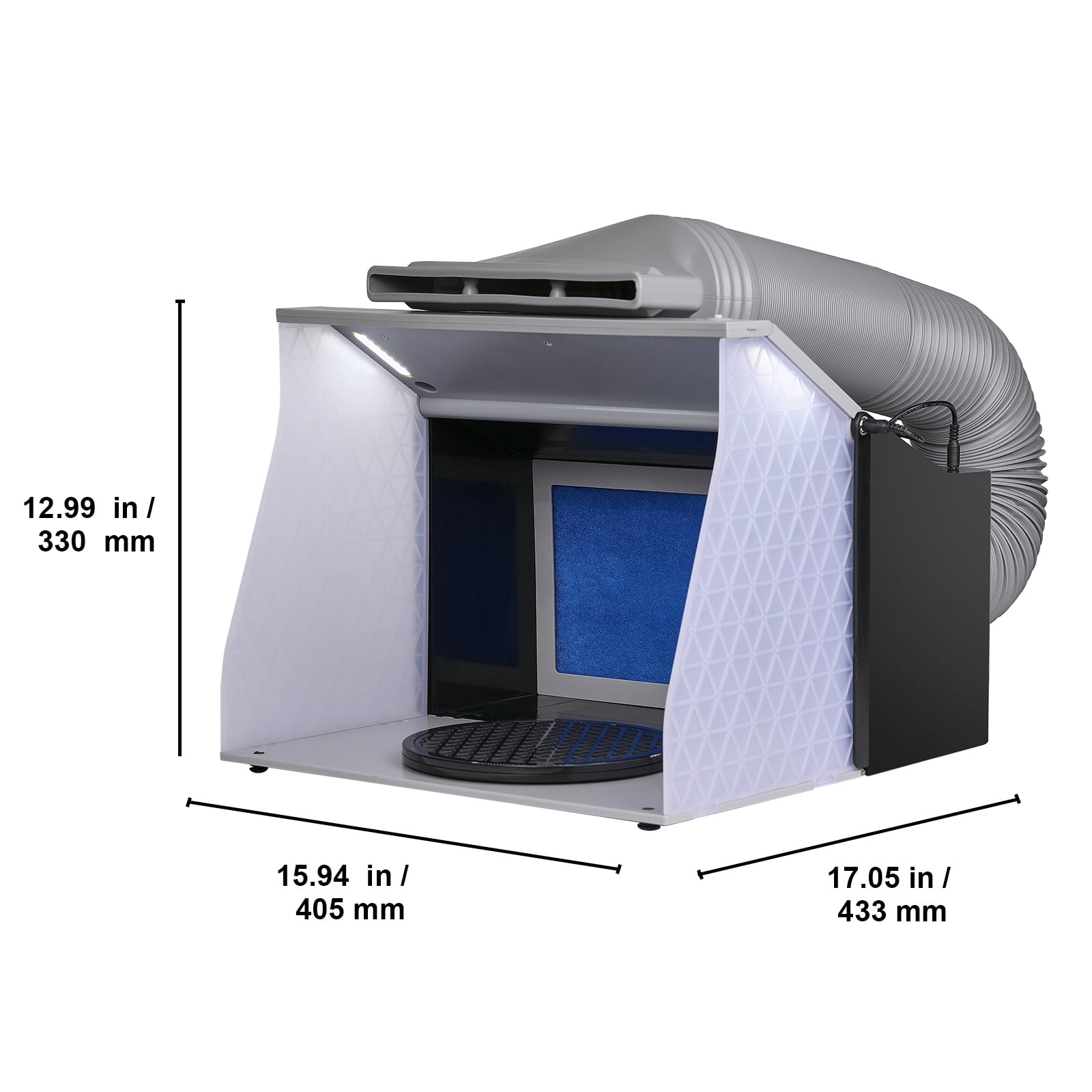 KFFKFF Portable Airbrush Spray Booth Kit with LED Lighting, Dual Exhaust Fans, Turntable, and Extension Hose for Painting Models, Arts, Crafts, and Cakes