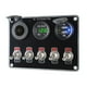 thumbnail image 2 of Panel de interruptores para barco de 5 entradas, cargador USB doble, 12 V/24 V, para camión, SUV, UTV Luz verde, 2 of 6