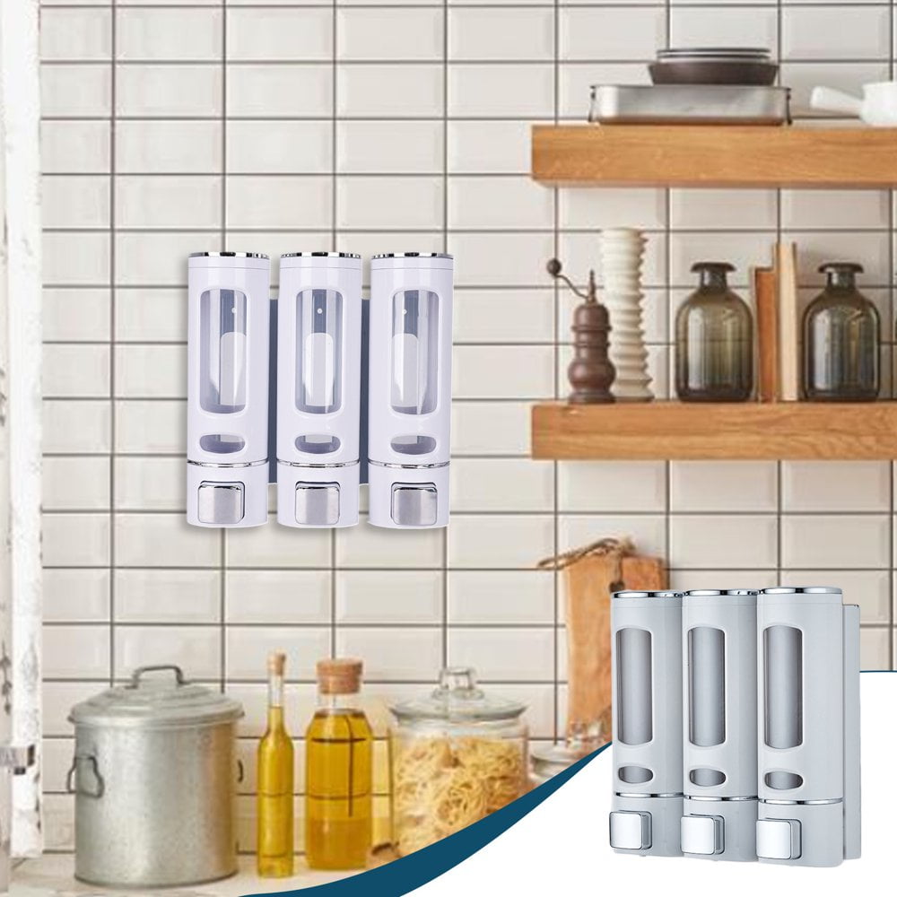 Baweave 3-in-1 Wall Mounted Shower Soap Dispenser for Shampoo  Conditioner  and Body Wash - Multi-use Bathroom Accessory Ideal for Kitchen  Hotel  and Public Spaces White