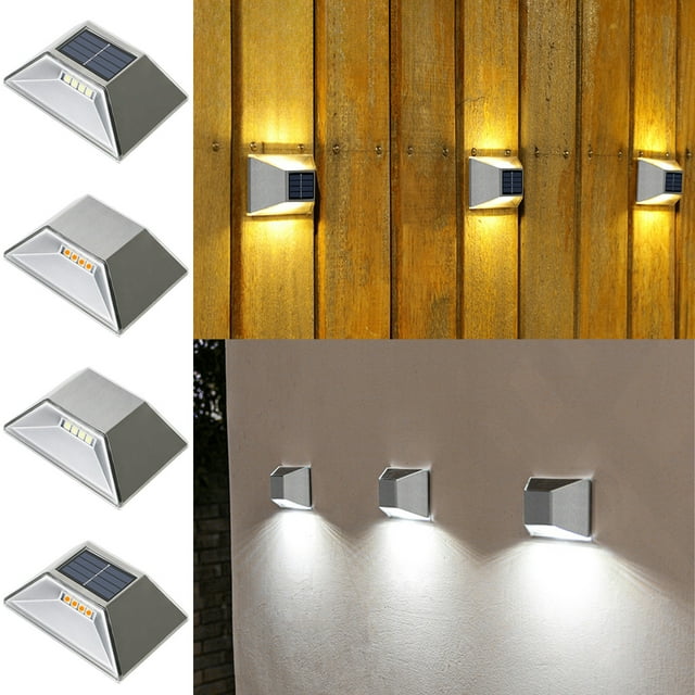 Luces solares escalonadas exteriores - 1 pieza de lámparas plateadas de plástico para el camino de la escalera • LED de alta luminosidad • Encendido/apagado automático • Resistente a la intemperie