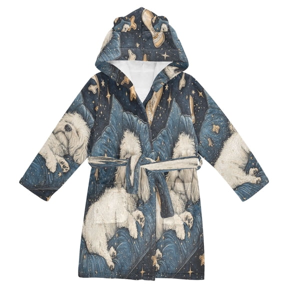BZSMCE Bathrobes Belt Hooded Dreamy Dog Creative Pattern