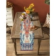 thumbnail image 5 of Orange Blue Boho Table Runner-Cotton Linen- 120 Inch Holiday Dresser Scarves, Vintage Tribal Floral Ethnic Western Tablerunner for Kitchen Coffee/Dining Bedroom Living Room Dinner Scarf Décor 13x120, 5 of 9