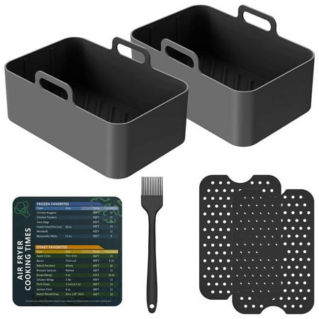 

Silicone Pot for Ninja Fryer 7Pcs Ninja Fryer Accessories Ninja Fryer Silicone Liners(Black)