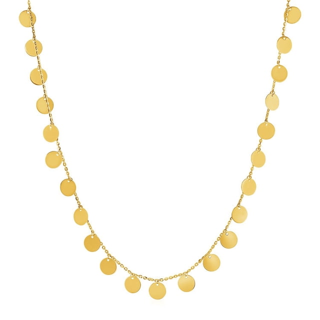 Collier avec Disques Polis en Or Jaune 14 Carats 16 Po