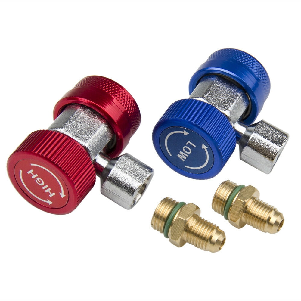 A/C R134A Quick Coupler Adapter Manifold Connector 1/4' SAE HVAC High & Low Side