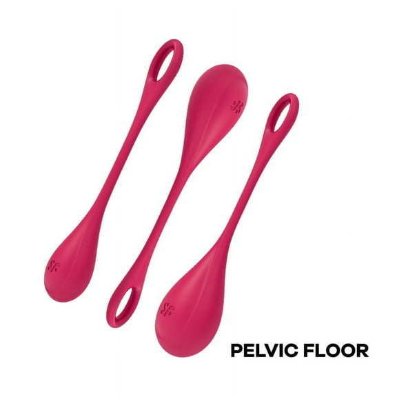 Satisfyer Yoni Power 1 Kegel Balls - Kegel Exercise Weights, Ben Wa Balls, Pelvic Floor Training, Tightening, Ideal for Beginners, 3-Piece Set (Red)