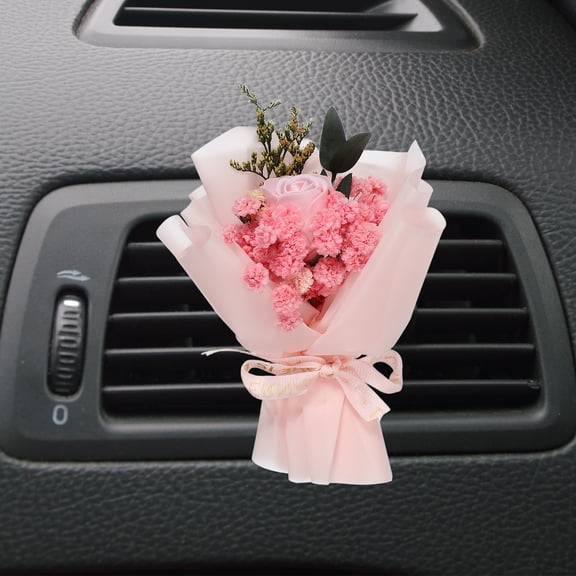Uxcell Pink Small Bouquet Car Air Freshener Vent Clips, Mini Decorative Rose Bouquet with Fragrance Diffuser for Women, Automotive Air Freshener Decoration, Style 4