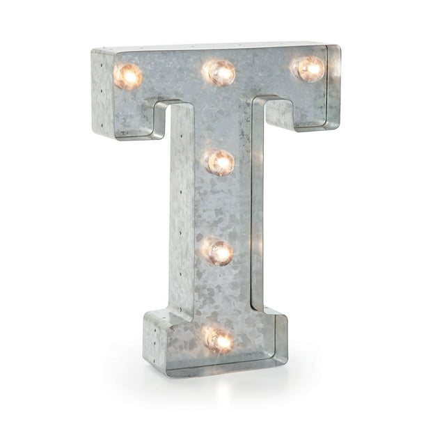 Darice Silver Light Up Marquee Letter T 9 875 Inches Walmart Com