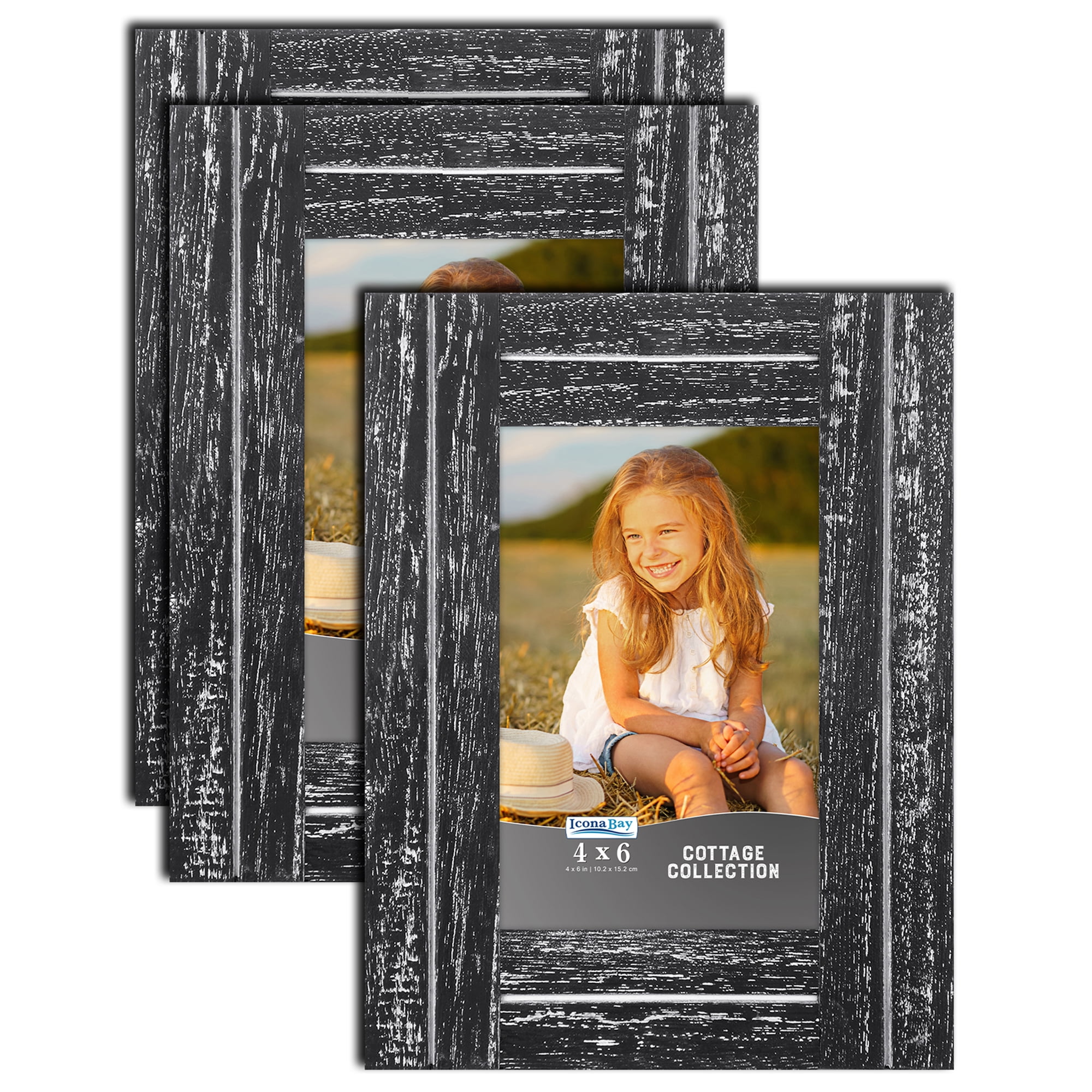 Icona Bay 8x10 Picture Frames Tuscan Gray, 3 Pack Milan Collection Table Top or Wall Mount Modern Farmhouse Style Includes Mat for 5x7 Photo 