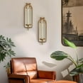 thumbnail image 7 of NestE Gold Candle Sconces Wall Decor: Modern Decorative Wall Candle Holder Set of Two for Bedroom - Vintage French Metal Mirror Candle Sconces Beside Fireplace TV, 7 of 7