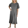 thumbnail image 2 of Ovbmpzd Women Party Dress Wedding Guest Maxi Gray Dress Short Sleeve Long Dresses Womens Dresses for Wedding Guest XL, 2 of 6