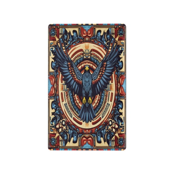 Yayeee Blank Wall Plate Cover 1-Gang 4.5"x2.7" Home Unused Decorative Outlet, Blue Geometric Eagle