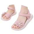 thumbnail image 2 of JTieacloth Girls Sandals Adjustable Hook And Loop Strap Comfortable Lightweight Casual Footwear For Kids Outdoor Play Spring Summer Girls Sandals for School,Sizes 1 Big Kid(9-9.5 Years), 2 of 7