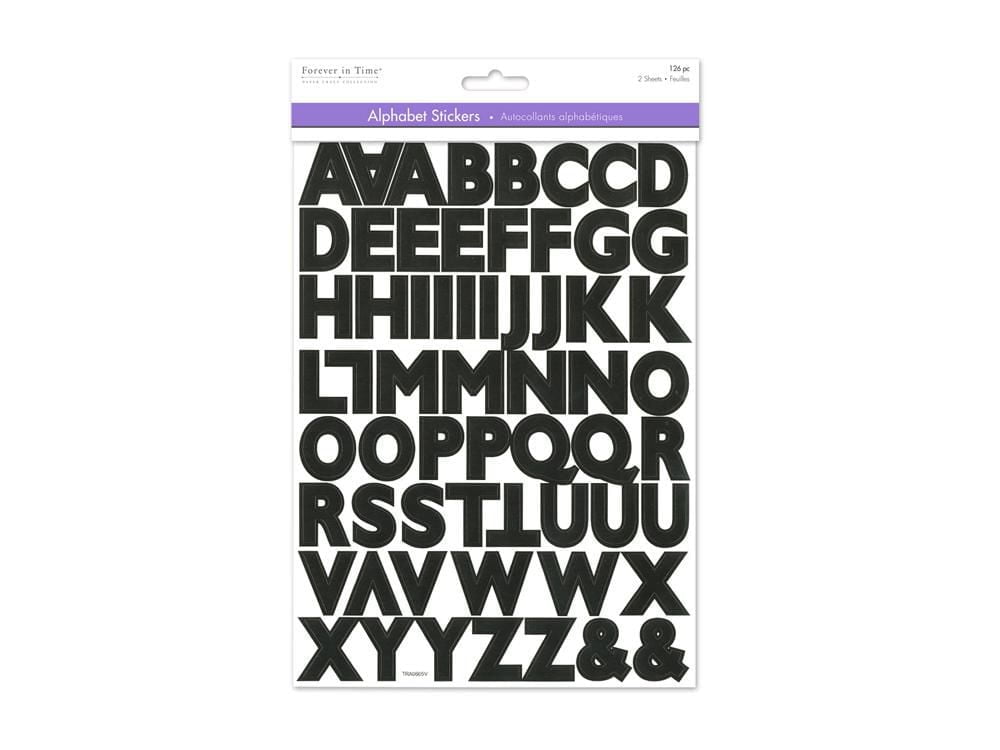 Alphabet-Number Scrapbook Stickers: 1 3/16" Alpha x 126 -2 sheets