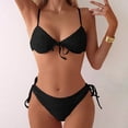 thumbnail image 1 of Trajes de baño Amzcrzy Tankini para mujer traje de baño de para mujer traje de baño dividido con cordones de color sólido traje de baño de playa de aguas termales de dos piezas traje de baño negro M, 1 of 6