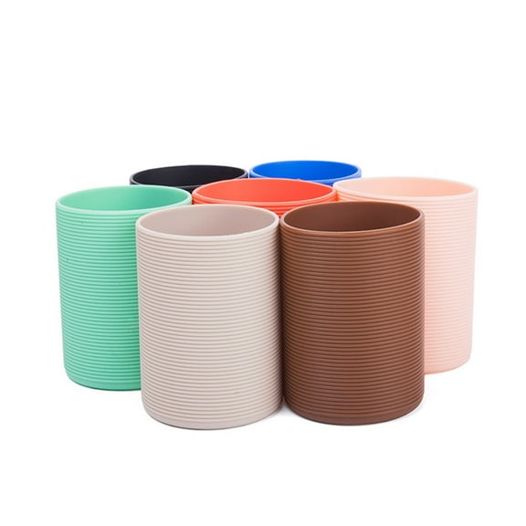 Straight Thicken Cup Sleeve Heat-resistant Non-slip Water Glass Cover Reusable Silicon Bottle Sleeves (Random Color)