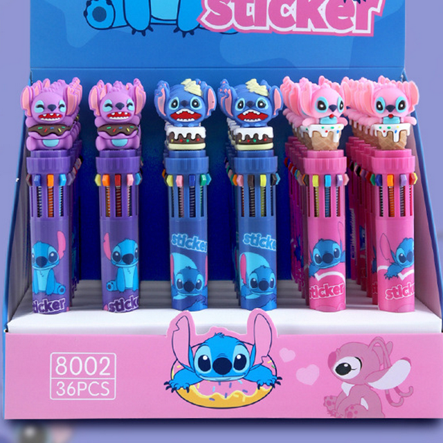 Stitch 6/36pcs Ballpoint Pen Cartoon 10 Color Marker 0.7Kids Graffiti Multicolor Hand-held Pen Students Learn Stationery