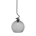 thumbnail image 1 of Capri Stem Pendant With Hang Straight Swivel Shown In Matte Black Finish With 14" Clear Ribbed Glass, 1 of 1