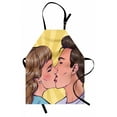 thumbnail image 1 of Kissing Apron, Valentine Romance Themed Comic Book Pattern of Passionate Man and Woman in Love, Unisex Kitchen Bib with Adjustable Neck for Cooking Gardening, Adult Size, Multicolor, by Ambesonne, 1 of 4