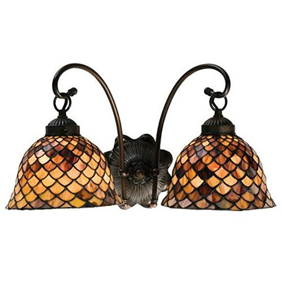 18"W Tiffany Fishscale 2 Lt Wall Sconce