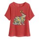 thumbnail image 1 of Camiseta de Mujer Camiseta de Manga Corta Impresión Casual Raglan Suelto de Lino Top Blusas, Cuello de la Tripulación, 1 of 4
