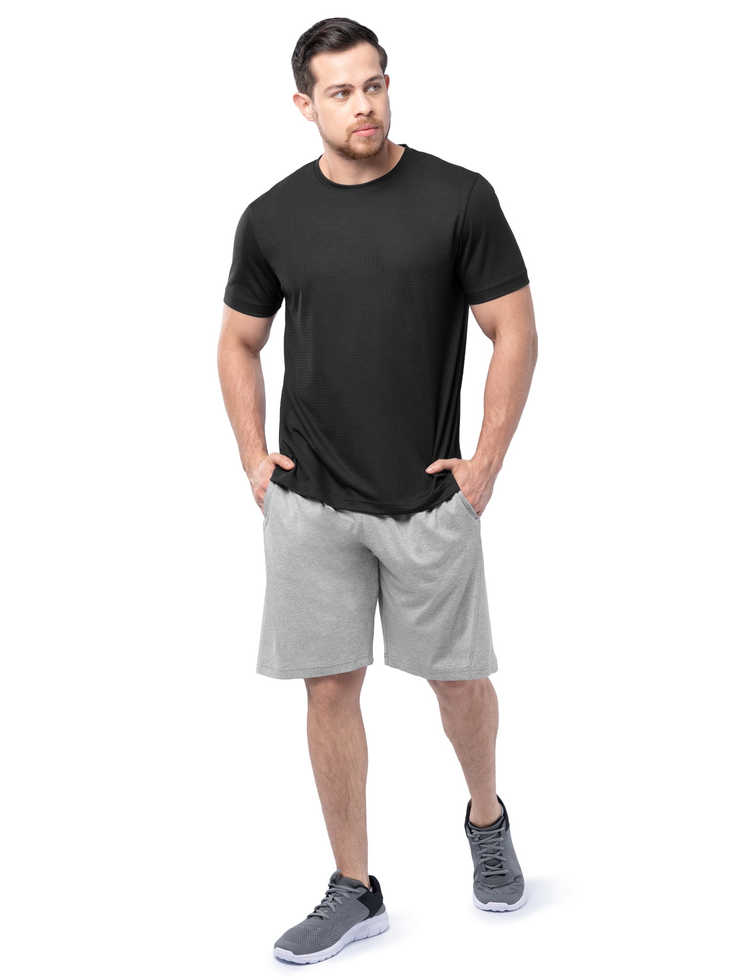 Athletic Works Men's and Big Men's Core Linear Mesh Active Short Sleeve Tee, Sizes S-3XL