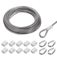 thumbnail image 1 of Uxcell 66FT Stainless Steel Cable Kit,  1/8" Silver 7x7 Strand Wire Rope with Loop Sleeves for Outdoor Deck Fence Wire, 1 of 7