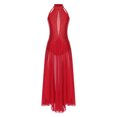 thumbnail image 1 of YiZYiF Costume de Danse Lyrique Longue pour Femmes Dos Croisé Robe de Danse Moderne Rouge TP, 1 of 7