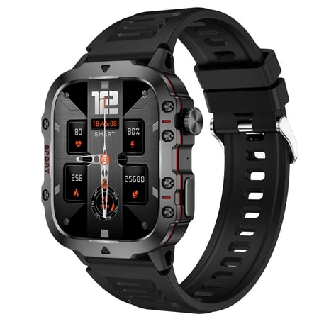 M Buder Smartwatch for Women and Men BT Answer/Make Call Health Monitoring Sports Watch 1.96 inches / 49.78 mm High-Clear Display Black
