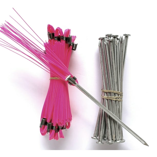 Survey Markers Pkg of 25 Pink 6 Inch Marking Whiskers with Lightweight