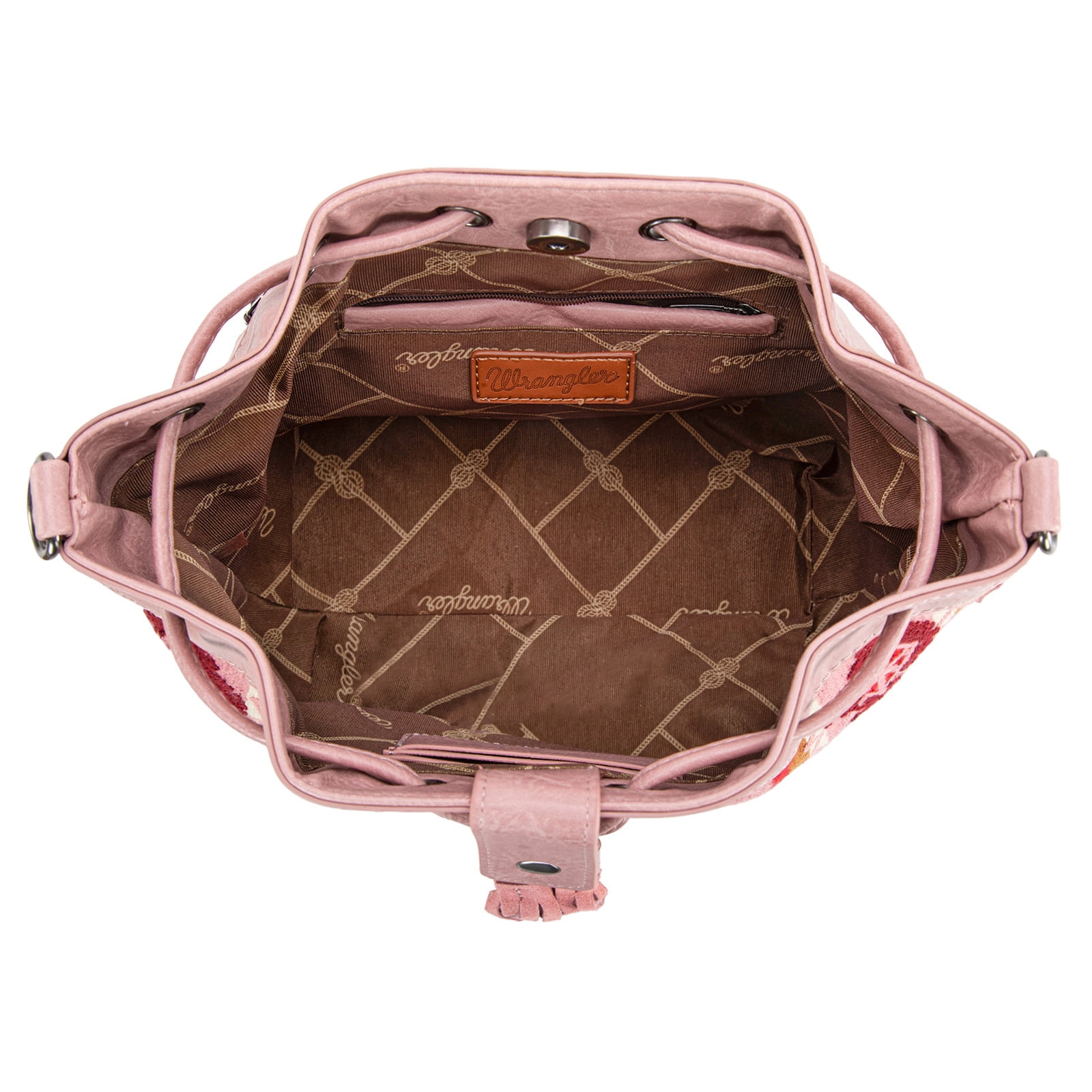 Wrangler Hobo Bags for Women Designer Bucket Purses Western Shoulder Handbags, Pink