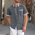 thumbnail image 2 of Mens Shirts Solid Color Pocket Button Up Shirt Short Sleeved Casual Shirt Summer Beach Shirt Shirt With Pockets Short Sleeved Collar Top Shirts for Men, 2 of 7